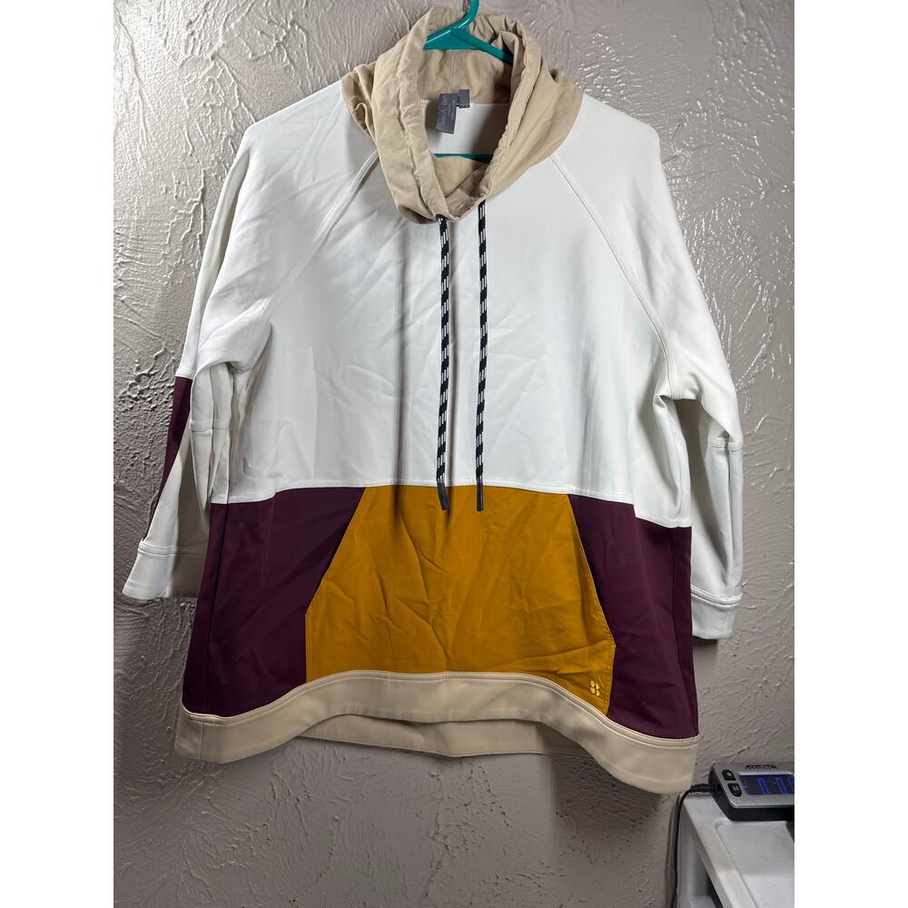Sweaty Betty Mix It Up Colourblock Lily White Multi Sweatshirt Hoodie - Size XS